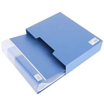 100-Pocket Business A4 Sheet Presentation Book, 200-Page Capacity for A4 and Letter Size Inserts File-N-View Presentation Display Book (Blue 100)