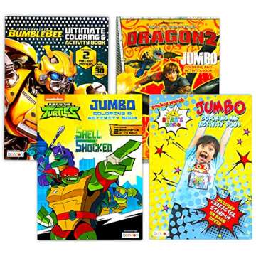Bulk Coloring Books for Kids Boys Ages 8-12 Bundle -- 8 Books Featuring Star Wars, TMNT, Transformers, How to Train Your Dragon, More