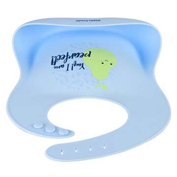 Kiddo Feedo Silicone Baby Bib, Unisex Designs for Boys and Girls, Waterproof and Easy to Clean, Blue