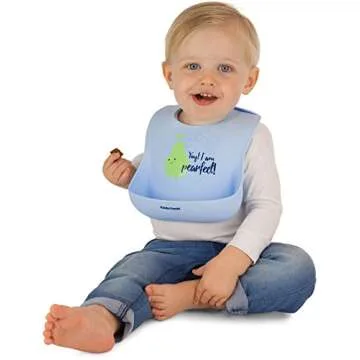 Kiddo Feedo Silicone Baby Bib, Unisex Designs for Boys and Girls, Waterproof and Easy to Clean, Blue