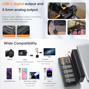 COMICA Vimo Q 4 Channel Wireless Lavalier Microphone System with Noise Cancellation, 4 Audio Tracks Output, 656ft Range, Wireless Mic for iPhone, DSLR Camera, Android, Video Recording Livestream