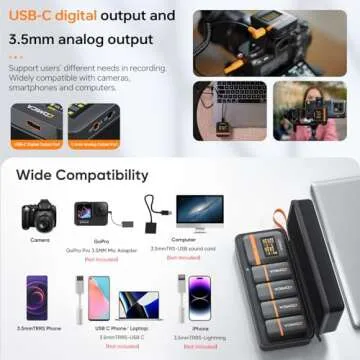 COMICA Vimo Q 4 Channel Wireless Lavalier Microphone System with Noise Cancellation, 4 Audio Tracks Output, 656ft Range, Wireless Mic for iPhone, DSLR Camera, Android, Video Recording Livestream