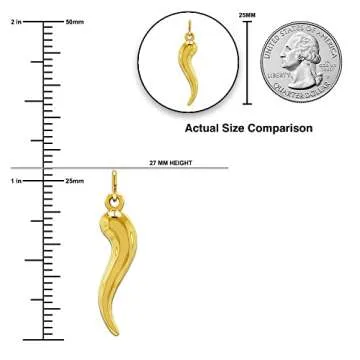 Gold Italian Horn Charm - 10K Solid Gold Pendant - Cornicello