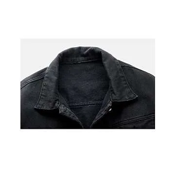 COWOKA Women's Denim Cotton Button Closed Long Sleeve Solid Color Jacket With Pockets Black L