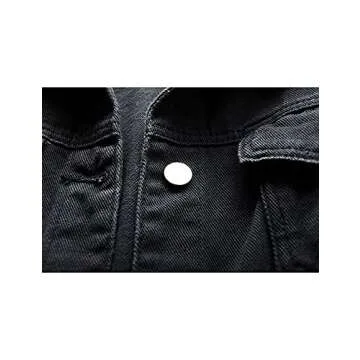 COWOKA Women's Denim Cotton Button Closed Long Sleeve Solid Color Jacket With Pockets Black L