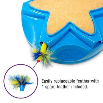 OurPets Catty Whack Interactive Cat Toy (Cat Toys for Stimulating Play, Real Mouse Sound, Rotating Feather for Hunting Instincts & Carpeted Scratching Area) [Cat Toys for Indoor Cat Gifts]