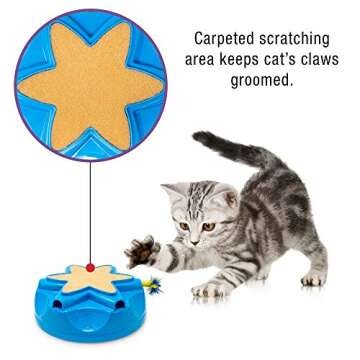 OurPets Catty Whack Interactive Cat Toy (Cat Toys for Stimulating Play, Real Mouse Sound, Rotating Feather for Hunting Instincts & Carpeted Scratching Area) [Cat Toys for Indoor Cat Gifts]