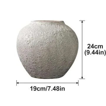 ELEFOCUS Cement Texture Ceramic Vase, Rustic Decorative Flower Planter Home Office Decoration, 7.48 ...