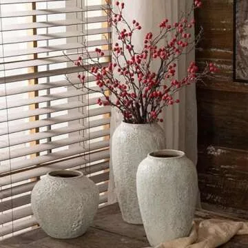 ELEFOCUS Rustic Decorative Ceramic Vase for Home Office