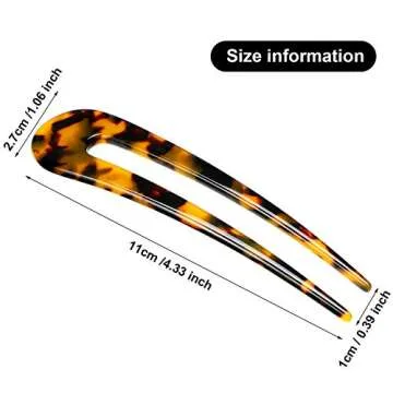 4 Pieces French U-shaped Hairpin with Two Prongs U Shape Hair Clips Chignon Pin Tortoise Shell U Sti...