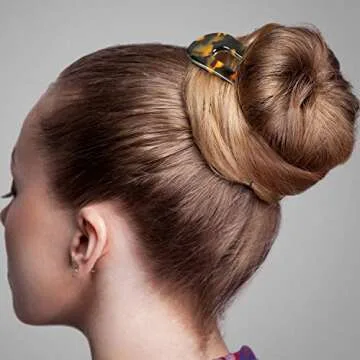 4 Pieces French U-shaped Hairpin with Two Prongs U Shape Hair Clips Chignon Pin Tortoise Shell U Sticks Pins for Women Hairstyles