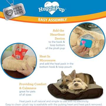 Pets Know Best HuggiePup Cuddly Puppy Behavioral Aid Toy, Great for Crate Training- Pulsing Heartbeat, Heating Pack- Golden Dog
