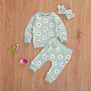 Newborn Infant Baby Girl Clothes Set Long Sleeve Sweatshirts Tops Pants Outfits Clothing Gifts 3 6 9 12 18 24 Months (Green, 6-12 Months)