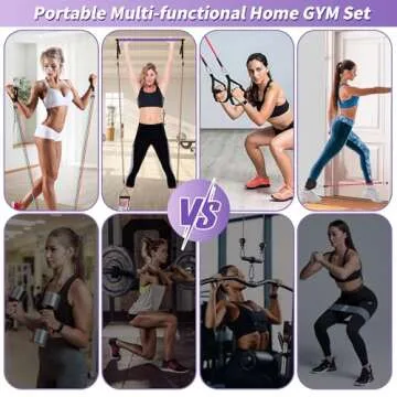 Portable Home Gym, Ppilates bar& Resistance Band bar Combo Set with Handles. Versatile Fitness Equipment for Total Body Workouts - Comes with Workout Posters and Videos