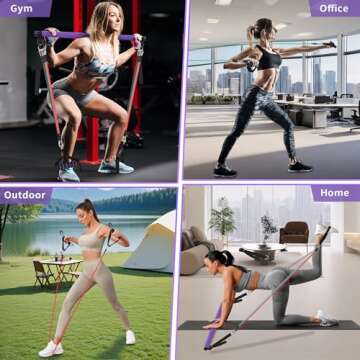 Portable Home Gym, Ppilates bar& Resistance Band bar Combo Set with Handles. Versatile Fitness Equipment for Total Body Workouts - Comes with Workout Posters and Videos