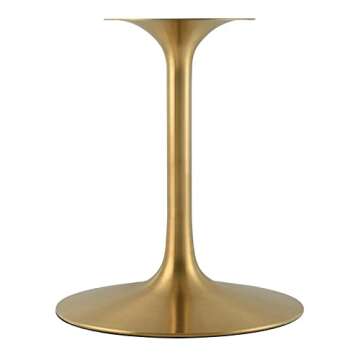 Modway Lippa 47" Mid-Century Dining Table with Round Artificial Marble Top in Gold White