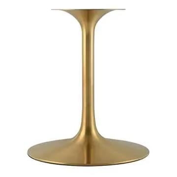 Modway Lippa 47" Mid-Century Dining Table with Round Artificial Marble Top in Gold White