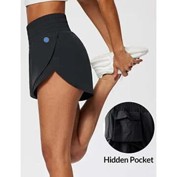 BALEAF Women's 3" Workout Shorts High Waisted Athletic Running Shorts with Liner Sports Lightweight Quick Dry Black S