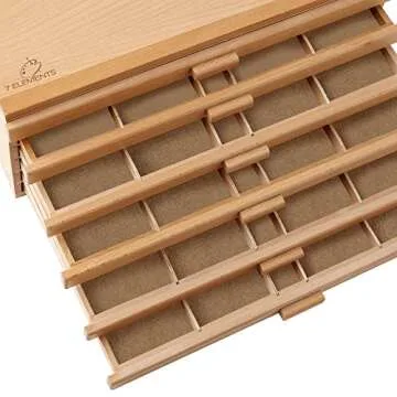 7 Elements Wooden Artist Storage Box for Supplies