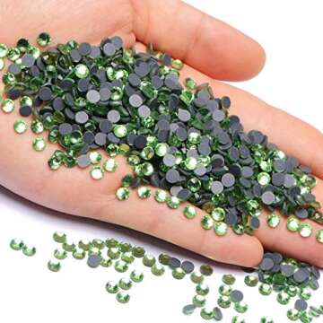 3000 Pieces Hot Fix Glass Flatback Rhinestones HotFix Round Crystal Gems (Peridot, SS10)