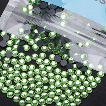 3000 Pieces Hot Fix Glass Flatback Rhinestones HotFix Round Crystal Gems (Peridot, SS10)
