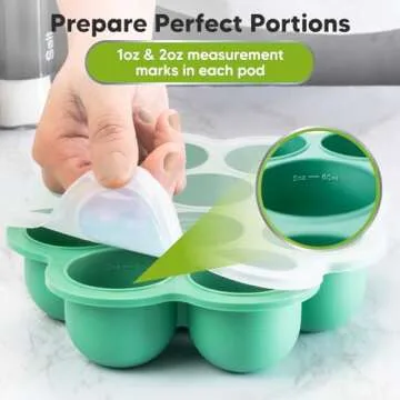 KeaBabies Silicone Baby Food Freezer Tray with Clip-on Lid, 2oz x 10 Pods Baby Food Freezer Molds, Breast Milk Freezer Tray, Dishwasher, Microwave, BPA-Free Baby Food Storage Tray (Alpine Green)