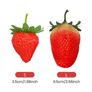 RONRONS 20 Pieces Artificial Strawberry Lifelike Fruit Plastic Strawberries Photography Prop Home Kitchen Cabinet Party Ornament, Small