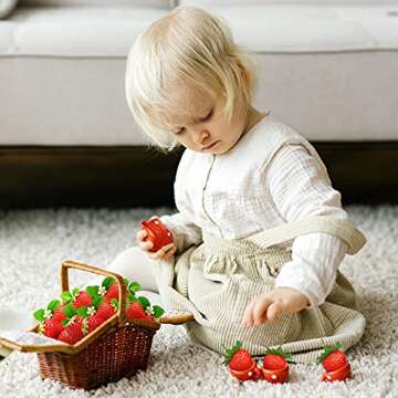 RONRONS 20 Pieces Artificial Strawberry Lifelike Fruit Plastic Strawberries Photography Prop Home Kitchen Cabinet Party Ornament, Small