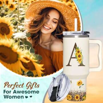 Personalized Sunflower Monogrammed Tumbler for Women