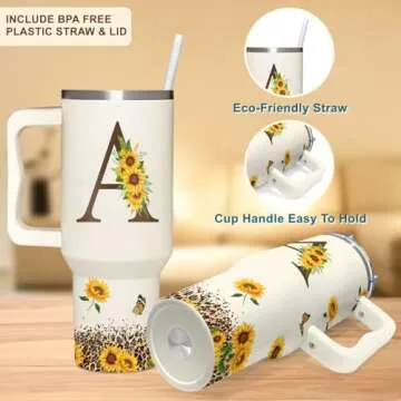 Personalized Sunflower Monogrammed Tumbler for Women
