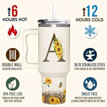Personalized Sunflower Monogrammed Tumbler for Women