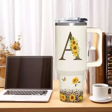 Personalized Sunflower Monogrammed Tumbler for Women