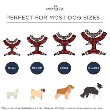 Reversible Dog Harness Walking Halter - Best Designer Pet Harnesses for Extra Small Medium Large XL Dogs Plus Pug Breeds - Padded Adjustable Puppy Vest for Easy Walking (Large, Prehistoric Party)