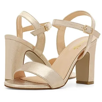 DREAM PAIRS Women's Chunky Heels Open Toe Sandals for Weddings