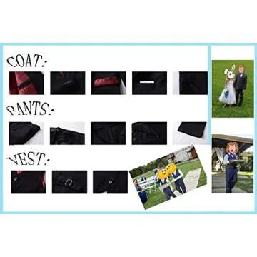 Kids Suits for Boys Tuxedo 5 Pieces Blazer Vest Pants Shirt Slim Fit Suits for Boys Size 6 Black