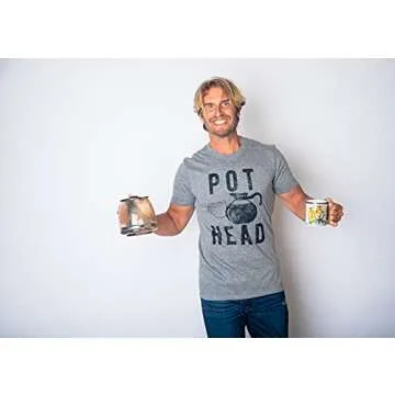 Mens Pot Head T Shirt Funny Coffee Tee for Guys Caffeine Sarcastic Tee Mens Funny T Shirts Funny Coffee T Shirt Novelty Tees for Men Dark Grey XL