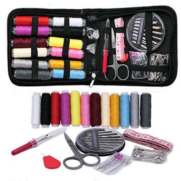 Sewing Kit, Mini Travel Sewing Kits for Adults, Girls, Hiking, Home and Office Emergency Repair, Zipper DIY Sewing Supplies Filled with Sew Thread and Needles, Scissors and Other Accessories Black