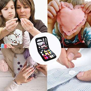 Sewing Kit, Mini Travel Sewing Kits for Adults, Girls, Hiking, Home and Office Emergency Repair, Zipper DIY Sewing Supplies Filled with Sew Thread and Needles, Scissors and Other Accessories Black