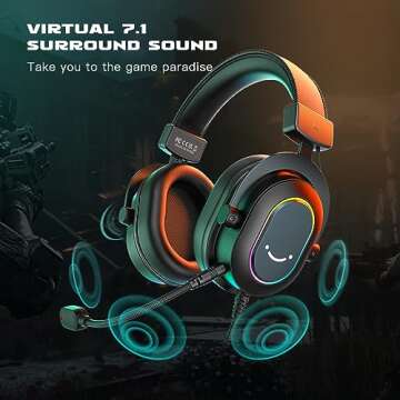 FIFINE Gaming Headset for PC-Wired Headphones with Microphone-7.1 Surround Sound Computer USB Headse...