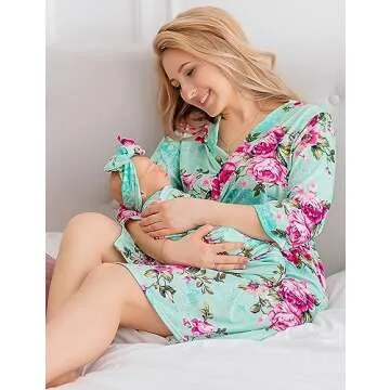 ECO BABY Mommy and Me Robe and Swaddle Set for New Moms