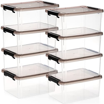 Nicunom 8 Packs Small Storage Bins with Lids - 3.2 QT Clear Storage Containers