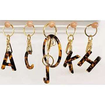 Junyuerly Letter Keychains for Women Initial Pendant KeyRing Cute Key chains Assecories for Girls (J)