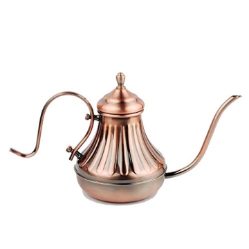 NWFashion Copper Pour Oven Coffee Kettle Gooseneck and Narrow Spout Electric Drip Stove Top Tea Pot ...