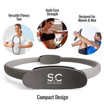Stone and Clark Pilates Ring – Arm and Leg Strength Training Home Workout Equipment and Resistance...