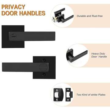 Probrico 10 Pack| Matte Black Door Handles Privacy Door Levers, Heavy Duty Bed and Bath Door Locks I...