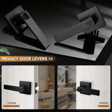 Probrico Matte Black Privacy Door Levers 10 Pack