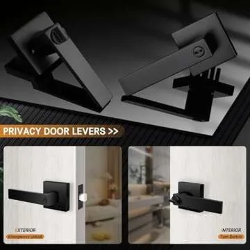 Probrico Matte Black Privacy Door Levers 10 Pack