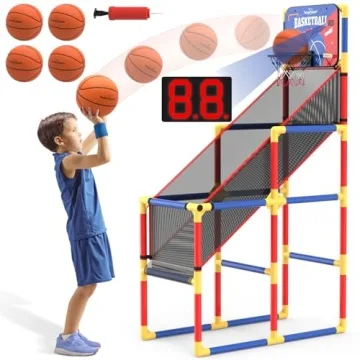 Kids Arcade Basketball Game with Electronic Scoreboard and Cheer Sounds, Indoor/Outdoor Basketball H...