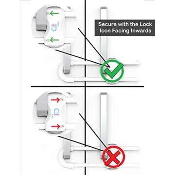 QT BABY Baby Proofing Cabinet Locks | Adjustable U Shaped Baby Safety Latches for Drawers, Fridge, Closet |Modern Baby Proofing Cabinet Lock with Extra Secure Lock Buttons (Pack of 2, White)