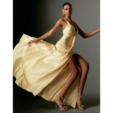Elegant BELLA BARNETT Yellow Satin Dress for Women